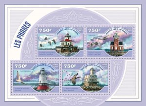 Lighthouses Stamps Niger 2014 MNH Long Beach Bar Tarrytown Lighthouse 4v M/S