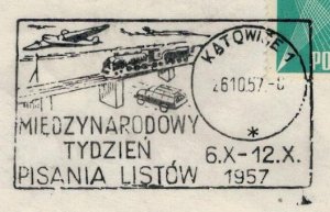 Poland 1957 Card Special Cancellation Airplane Car Train Railway Letter Writing