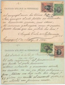 BK0056 - ECUADOR - Postal History -   2 cards signed by CARBO MALDONADO 1906