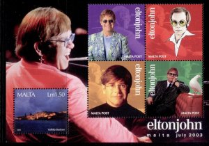 2003 Malta Sc #1134 Postal SS Elton John - Size 12cm x 9.5cm - MNH Cv$11