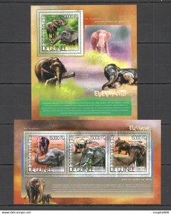 2014 Guinea Animals Fauna Wild Les Elephants 1Kb+1Bl ** Stamps St761