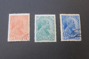 Liechtenstein 1917 Sc 7.8.9 MH/FU