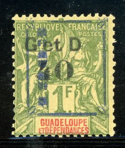Guadeloupe 1905 French Colony 40¢/1 Franc Olive SG # 59o Mint D948