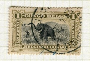 BELGIAN CONGO; 1890s early classic Pictorial issue fine used 1Fr. value