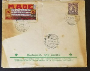 1918 Budapest Hungary Esperanto Cancellation April 13 WWI Vintage Cover