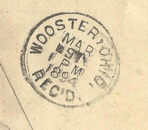​3/6/1894 cover Monte Vista Colorado Bank Prof Notestein Wooster OH Colombian