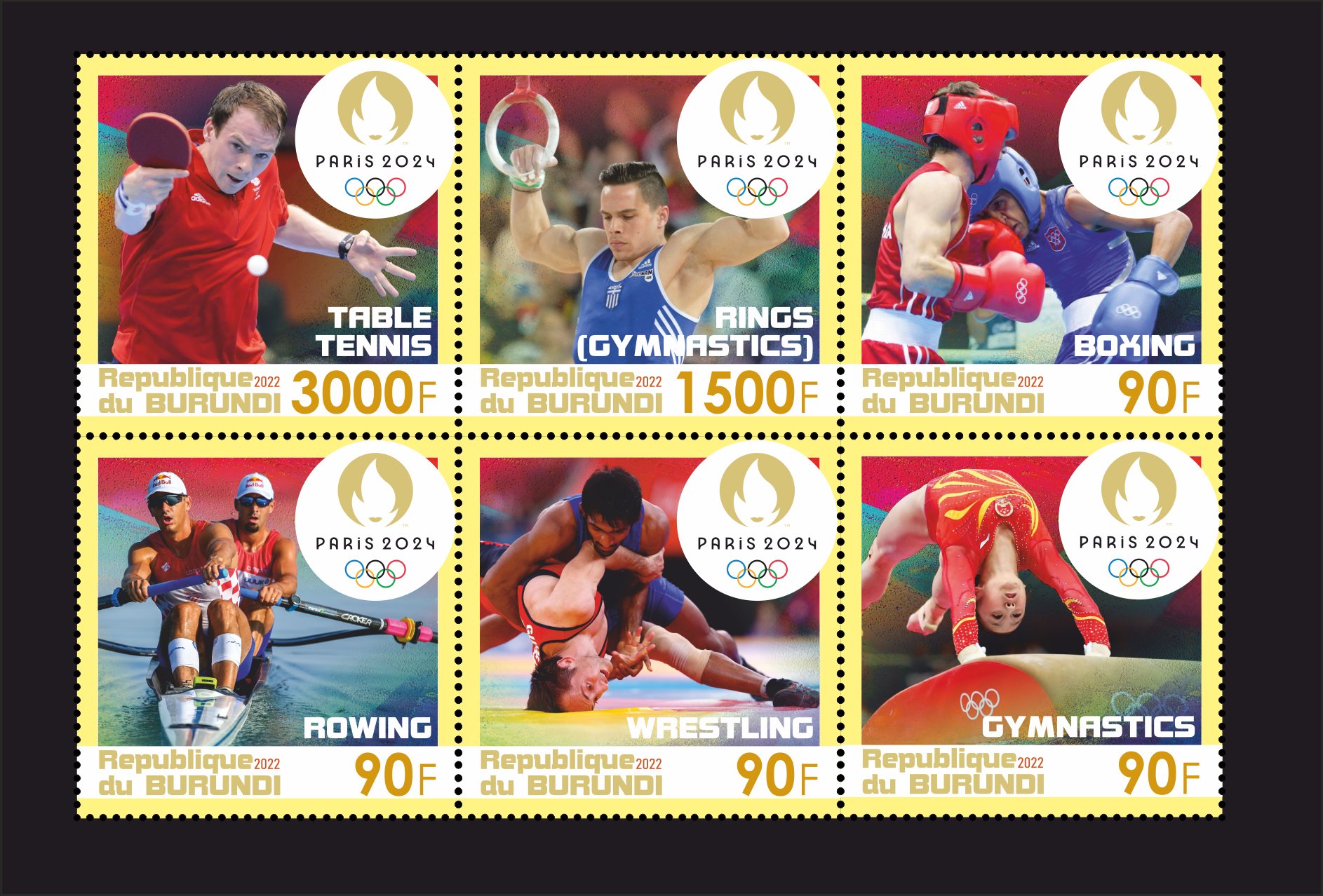 Stamps. Sports Olympic 2024 Paris 2022 year NEW 6 stamps perforated