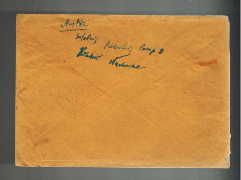 1946 Salzburg Austria Displaced Person Camp DP cover to Palestine w/Letter Yidd