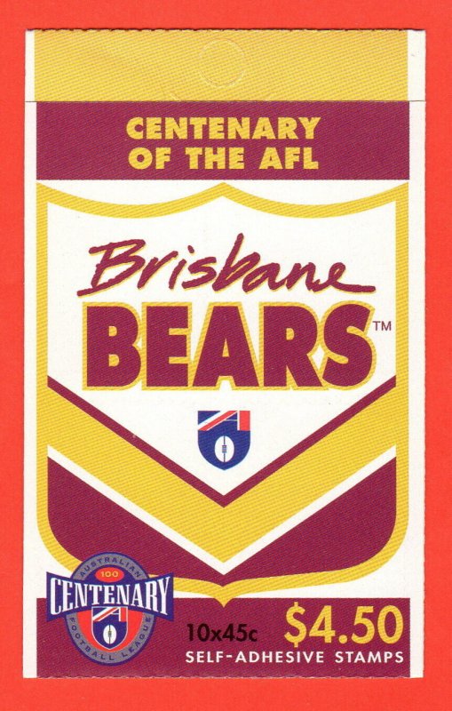 AUS SC #1509a MNH BKLT (w/Pane/10) 1996 Australian Football League (New Melbourn