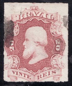 1876 Brazil Sc #62 - 20 Reis postage stamp - Used, mute cancel - vf -  cv$30