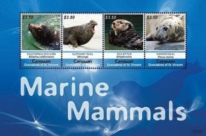 Canouan 2012 - Marine Mammals  - Sheet of 4 Stamps - MNH