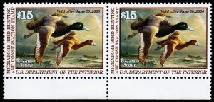 United States Hunting Permit Stamp Scott RW66 Pair (1999) Mint NH VF, CV$80.00 C