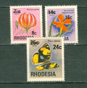 RHODESIA 1976 BUTTERFLY-FLOWERS #364-366..SET MNH...$1.10
