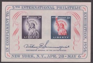 Scott # 1075 - US Souvenir Sheet Of 2 - FIPEX - MNH - 1956