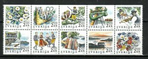 Sweden 1988 Rebate booklet stamps strip of 5 x 2 Midsummer Fetival SG 1389a MNH