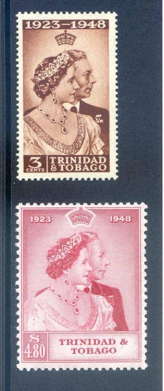 Trinidad & Tobago 1948 Silver Wedding SG259/60 Mounted Mint