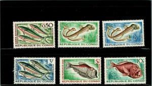 ES-13909 CONGO REPUBLIC - 1961 FISH SCOTT 96-101 MNH $9