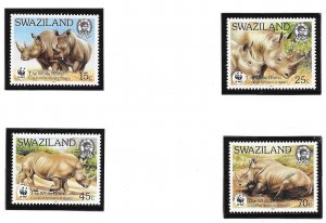 SWAZILAND SC 519-22 NH issue of 1987  - WWF - ANIMALS - RHINO 