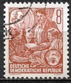 Germany DDR; 1953: Sc. # 190: Used CTO Halftoned Single Stamp w/Engravers name +