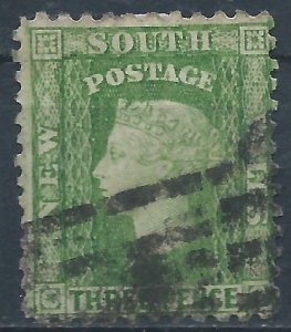 New South Wales 1903 - 3d green wmk with 1mm gap to crown p11x12 - SG241c used