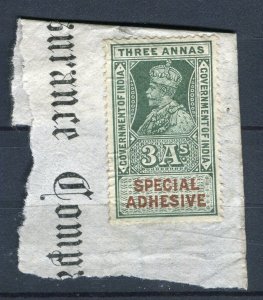 INDIA; Early 1900s GV Portrait type Revenue issues fine used Cancelled PIECE