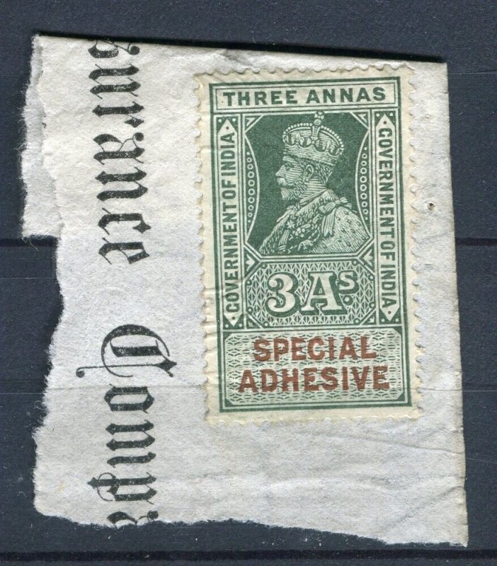 INDIA; Early 1900s GV Portrait type Revenue issues fine used Cancelled PIECE