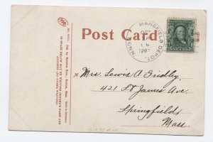 1907 Mansfield Depot CT doane cancel type 2, #3 on postcard [6205.15] 