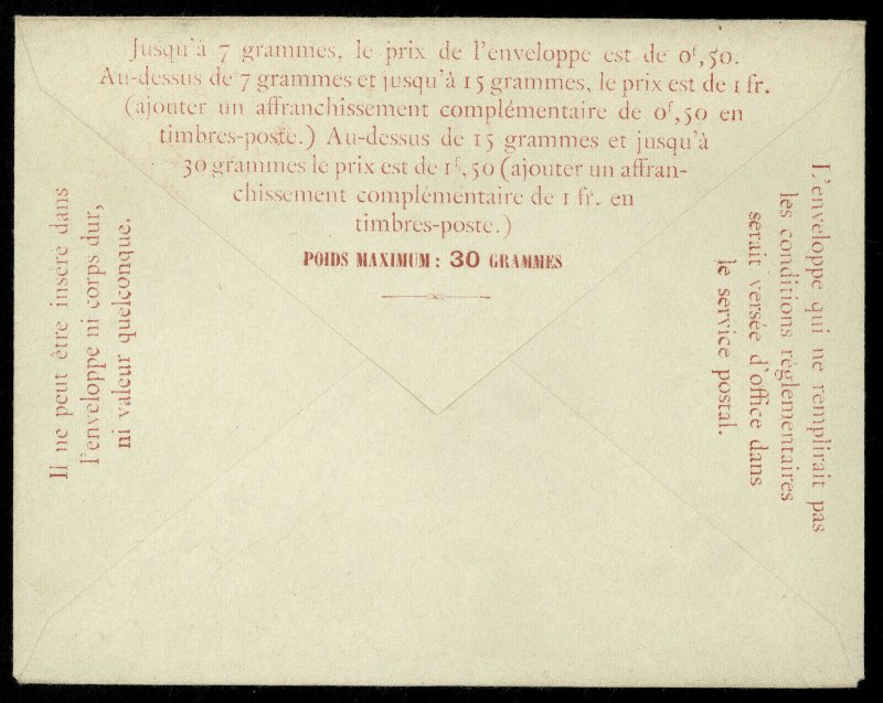 fr029 France Tubes Pneumatiques envelope 50c red, 30c red overprint, unused