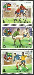 Liberia #675-677, Soccer, Used**-