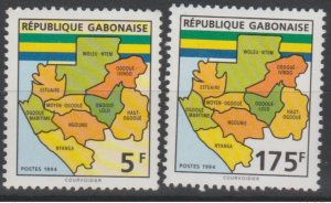 1994 Gabon Mi. 1172 + 1175 Freimarken Current Series Provincial Map-