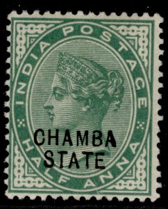 INDIAN STATES - Chamba QV SG24, ½a pale yellow-green, LH MINT.