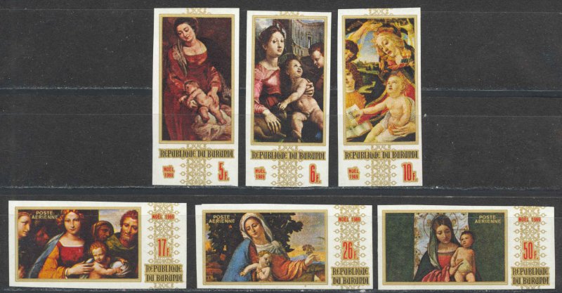 Burundi Sc# 303-305a, C107-C109a MNH IMPERF 1969 Christmas