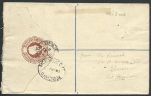 SIERRA LEONE 1946 Uprated 3d Registered envelope used BLAMA to UK..........56420