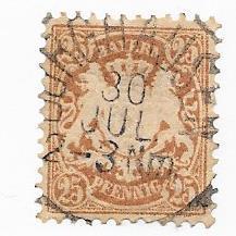 Bavaria #43 25pf yellow brown   (U)  CV $6.50