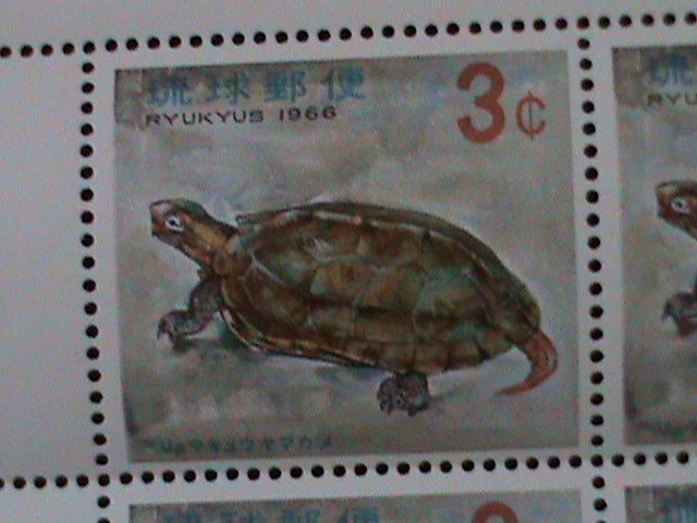 RYUKYU-1966-SC# 138- LOVELY ASIAN TERRAPIN TURTLE-MNH IMPRINT BLOCK VF