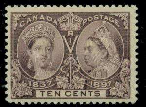 CANADA #57 10¢ brown violet, og, NH, light gum wrinkle, VF, Scott $400.00