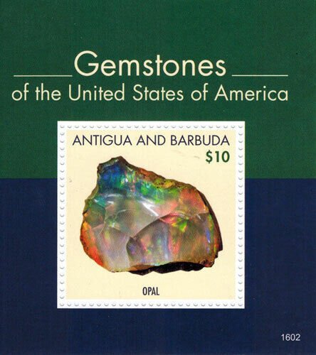 Antigua 2016 - Gemstones of the United States - Souvenir Stamps - MNH