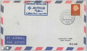 AVIATION 1st Flights  POSTAL HISTORY: Pellegrini cat # 346 CB - NETHERLANDS 1960