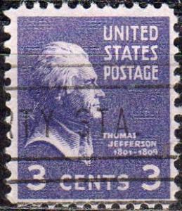 United States 807 - Used - 3c Thomas Jefferson (1938) (1)