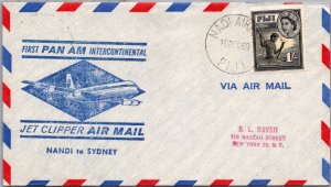 FIJI BRITISH 1959 CACHET FIRST JET CLIPPER FLIGHT AIRMAIL PAN AM COVER ADDR USA