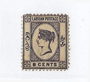 Labuan Sc #19b  8 cents missing dot (lower left) variety OG VF