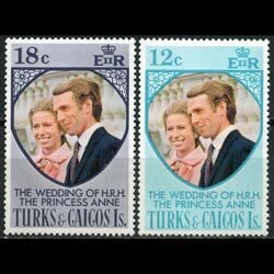 TURKS & CAICOS 1973 - Scott# 286-7 R.Wedding Set of 2 NH