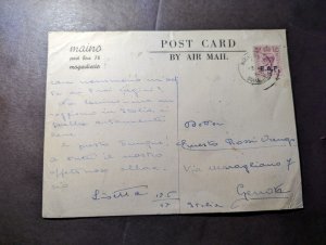 1947 British East African Forces EAF Overprint Airmail Postcard Cover to Italy