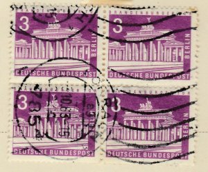 1963 Germany Berlin West 3pf fine used block of 4 Lorrach A13P59F645-