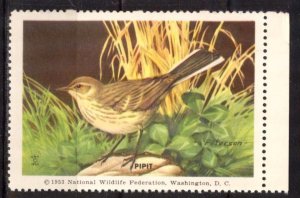 USA 1953 National Wildlife Federation Birds Pipit MNH