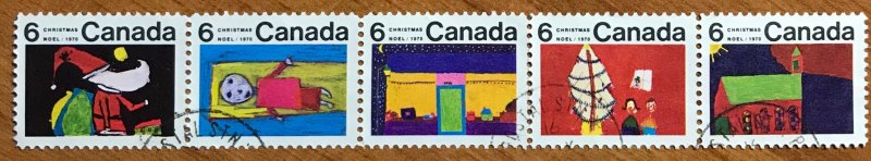Canada #528a strip of 5 F/VF used, CDS.