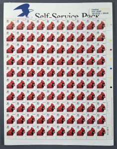 Scott 2480 CARDINAL Sheet of 100 US 30¢ Stamps 1991 MNH USPS Sealed