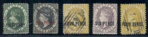 ST LUCIA #19-22,24, 1/2p-6p ovpts, used, VF, Scott $172.50