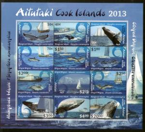 Aitutaki 2013 Whales Dolphins & Ships Marine Life Sc 612 Sheetlet MNH # 19018