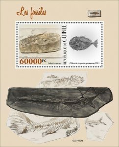 Guinea 2021 MNH Prehistoric Animals Stamps Fossils Fish 1v S/S